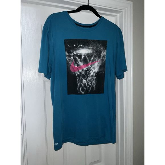 Nike Dri-Fit Basketball Hoop in Space Blue Graphic T-Shirt Men's Size XL - Picture 2 of 9